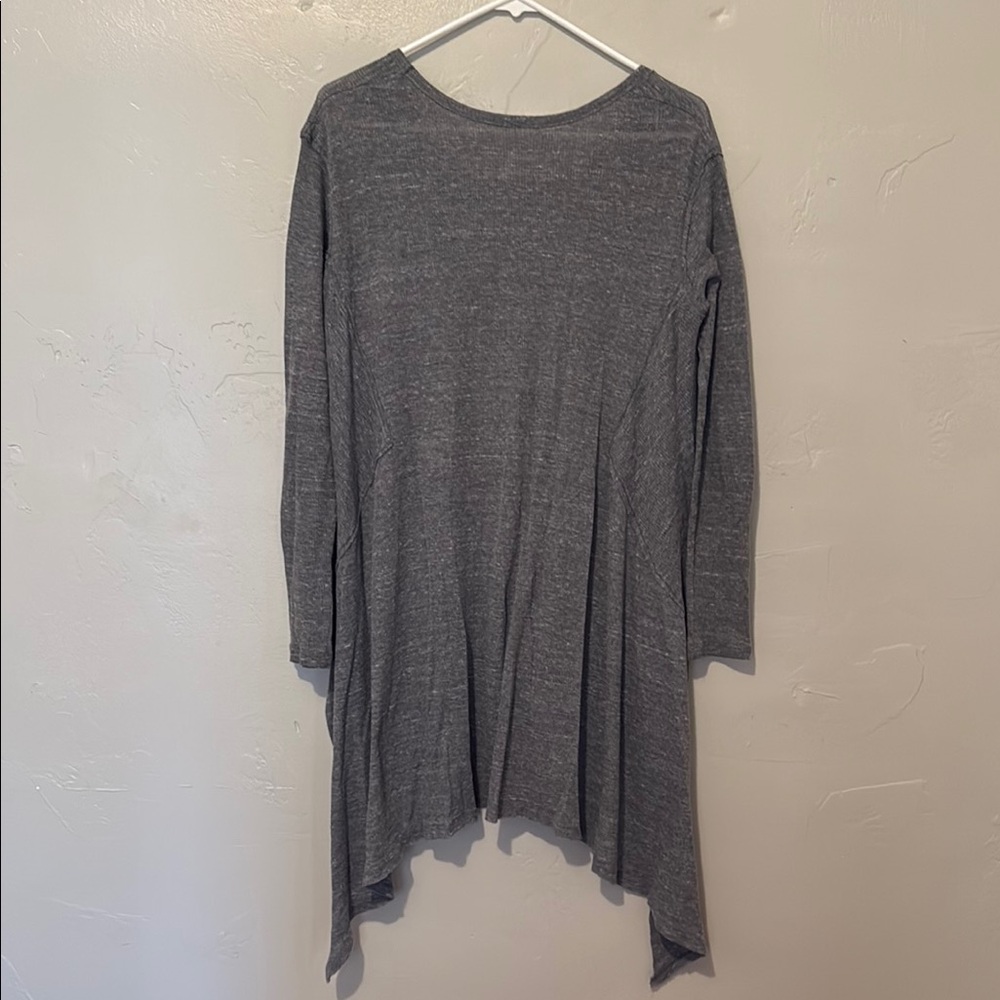 Free People Charcoal Gray Knit Top with Asymmetrical Lines Small - Picture 6 of 7